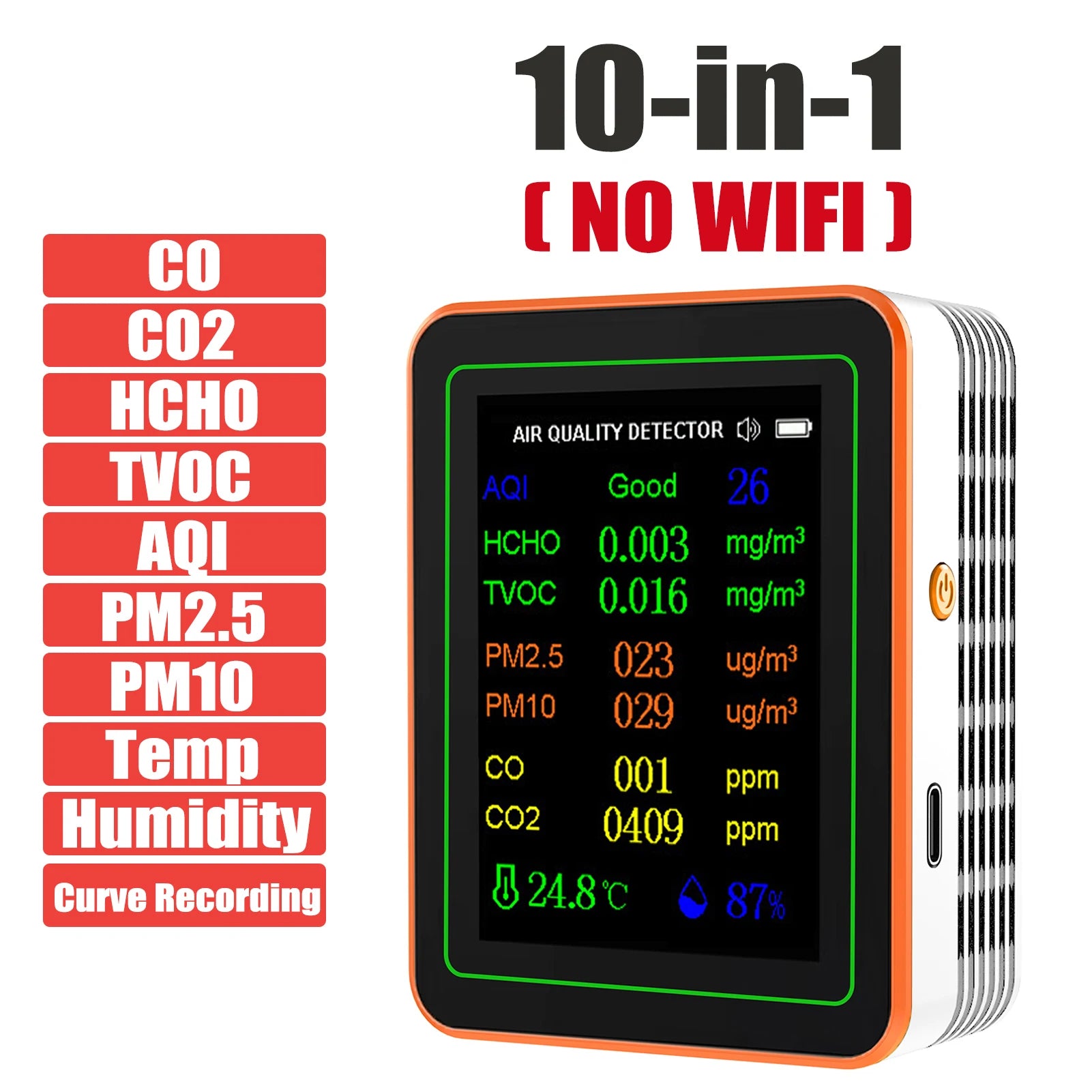Tuya Wifi 15 in 1 Air Quality Detector Co/Co2/Hcho/Tvoc/Aqi/Pm0.3/Pm1.0/Pm2.5/Pm10/Temperature/Humidity/Aqi Air Quality Monitor