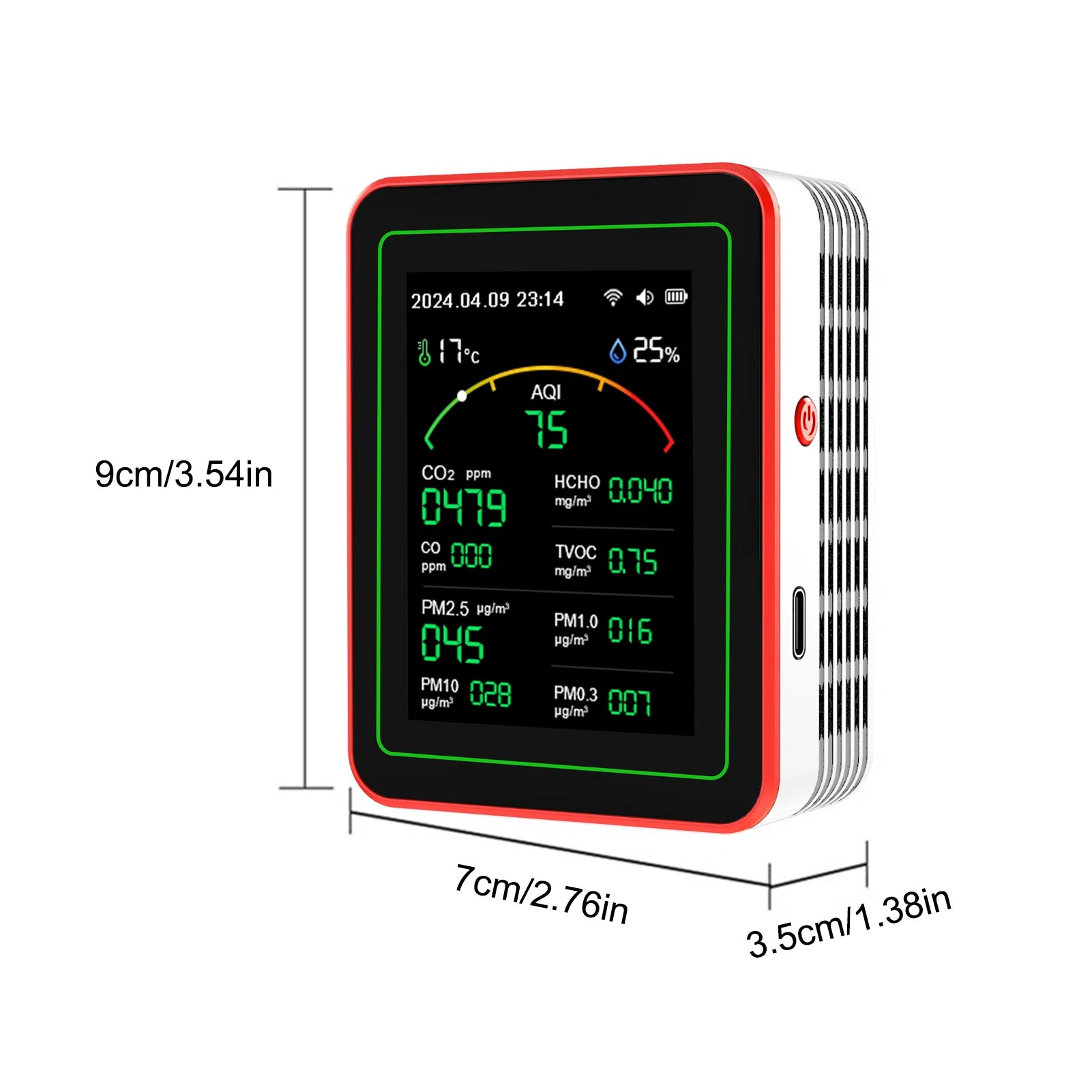 Tuya Wifi 15 in 1 Air Quality Detector Co/Co2/Hcho/Tvoc/Aqi/Pm0.3/Pm1.0/Pm2.5/Pm10/Temperature/Humidity/Aqi Air Quality Monitor